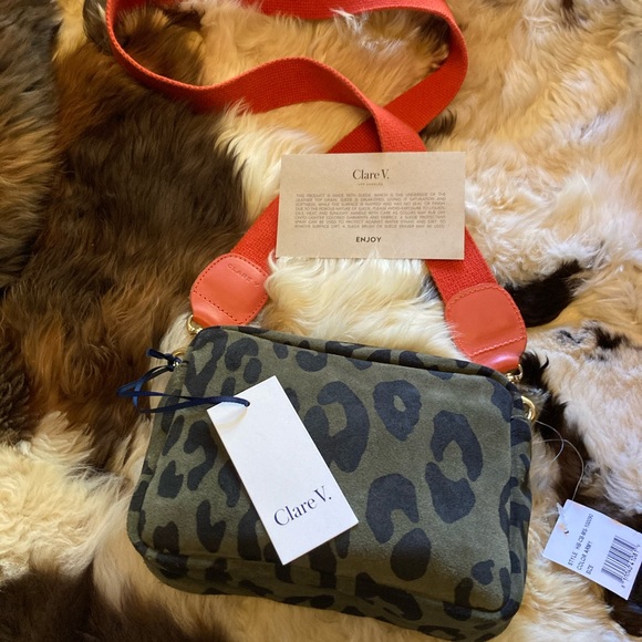 Clare V Handbags - Clare V. Midi Leopard Print Leather Shoulder Bag